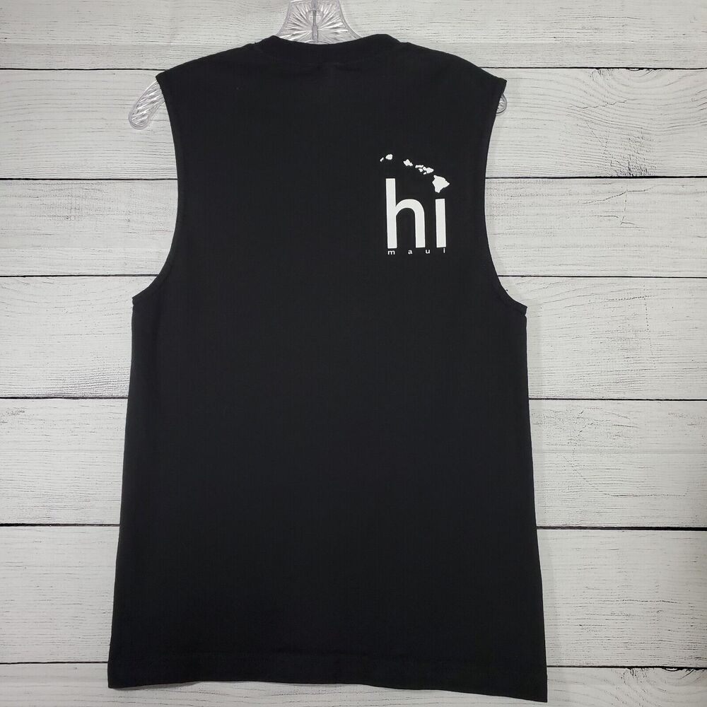 Hawaii Shirt Mens Small Black Sleeveless Tank Maui Surf Island - Picture 6 of 8